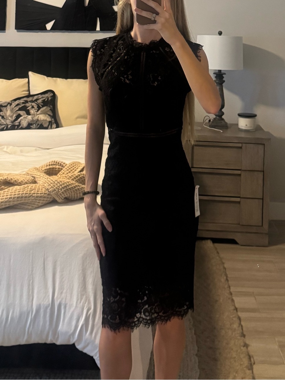 Bardot Black Lace Sheath Dress